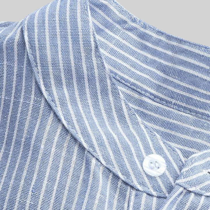 Mirla | Lättsam – Kurta med Halvlång Knapp och Randmönster-Eva Jonsson