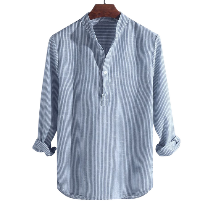 Mirla | Lättsam – Kurta med Halvlång Knapp och Randmönster-Eva Jonsson