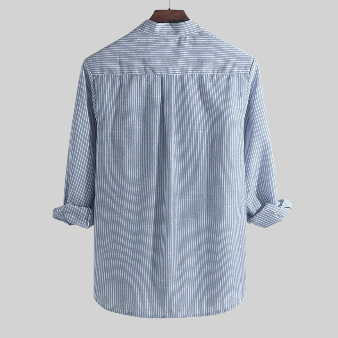 Mirla | Lättsam – Kurta med Halvlång Knapp och Randmönster-Eva Jonsson