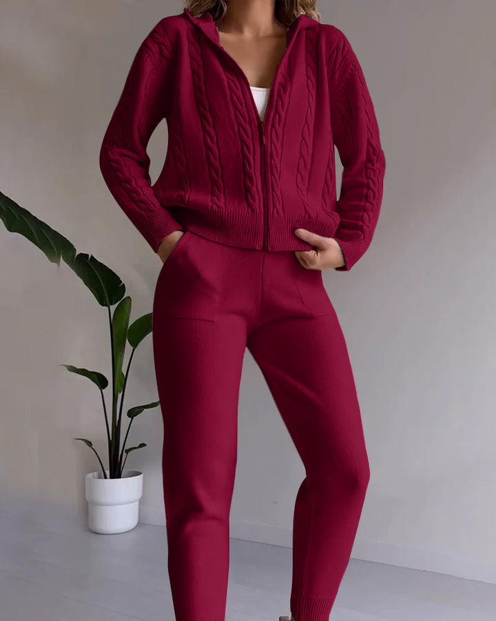 Mirla | Lättsamt Jacquard-Cardigan-Set med Twist-Design-Eva Jonsson