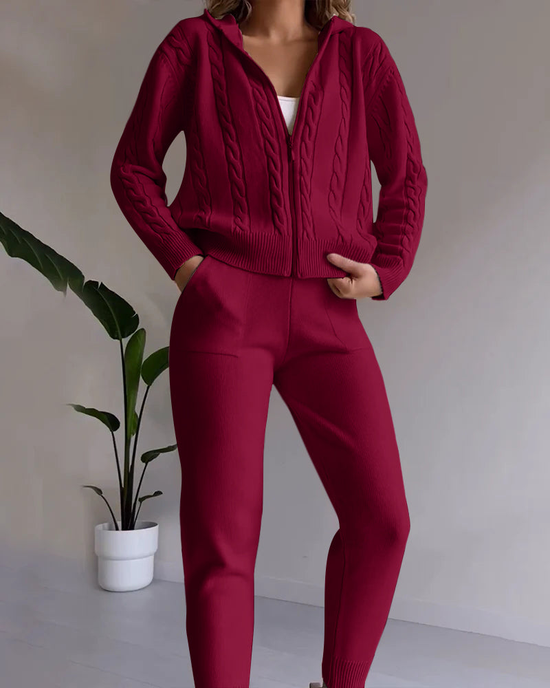 Mirla | Lättsamt Jacquard-Cardigan-Set med Twist-Design-Eva Jonsson