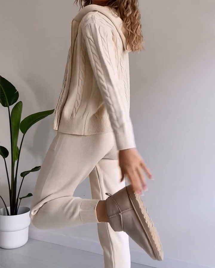 Mirla | Lättsamt Jacquard-Cardigan-Set med Twist-Design-Eva Jonsson