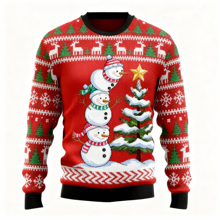 Mirla | Lekfull Snögubbe Mönster Design Tröja - Ful & Bekväm Unisex Tröja-Eva Jonsson