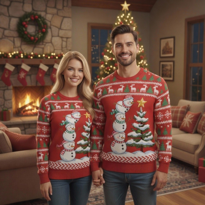 Mirla | Lekfull Snögubbe Mönster Design Tröja - Ful & Bekväm Unisex Tröja-Eva Jonsson