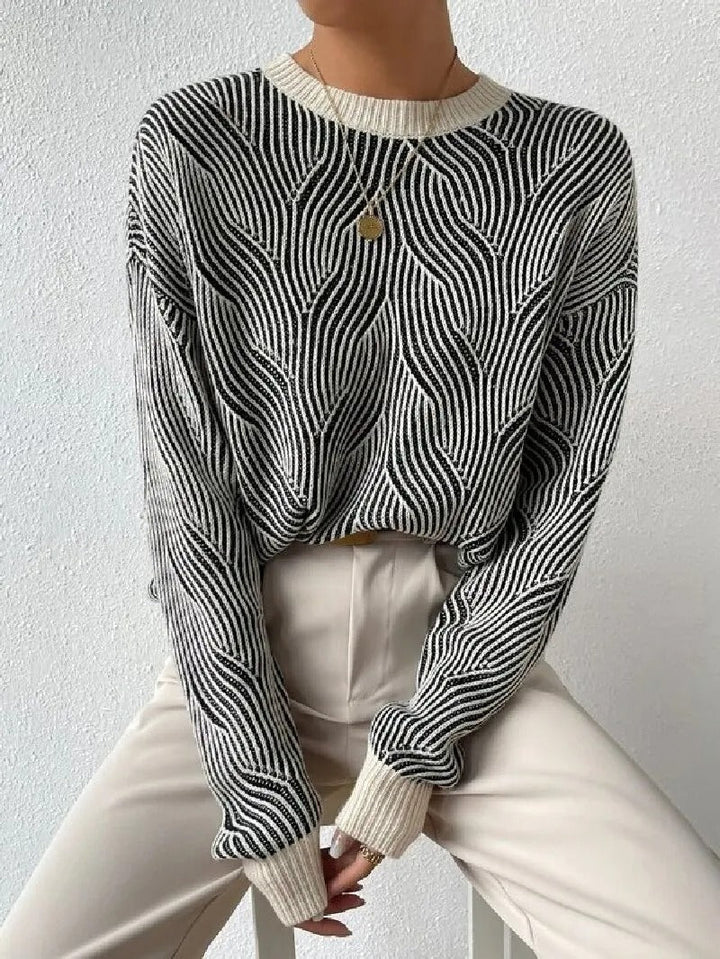 Mirla | Lös Sweatshirt med Abstrakt Mönster-Eva Jonsson