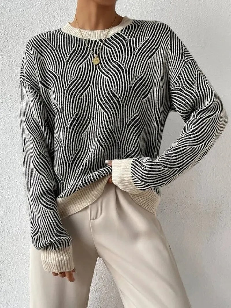 Mirla | Lös Sweatshirt med Abstrakt Mönster-Eva Jonsson