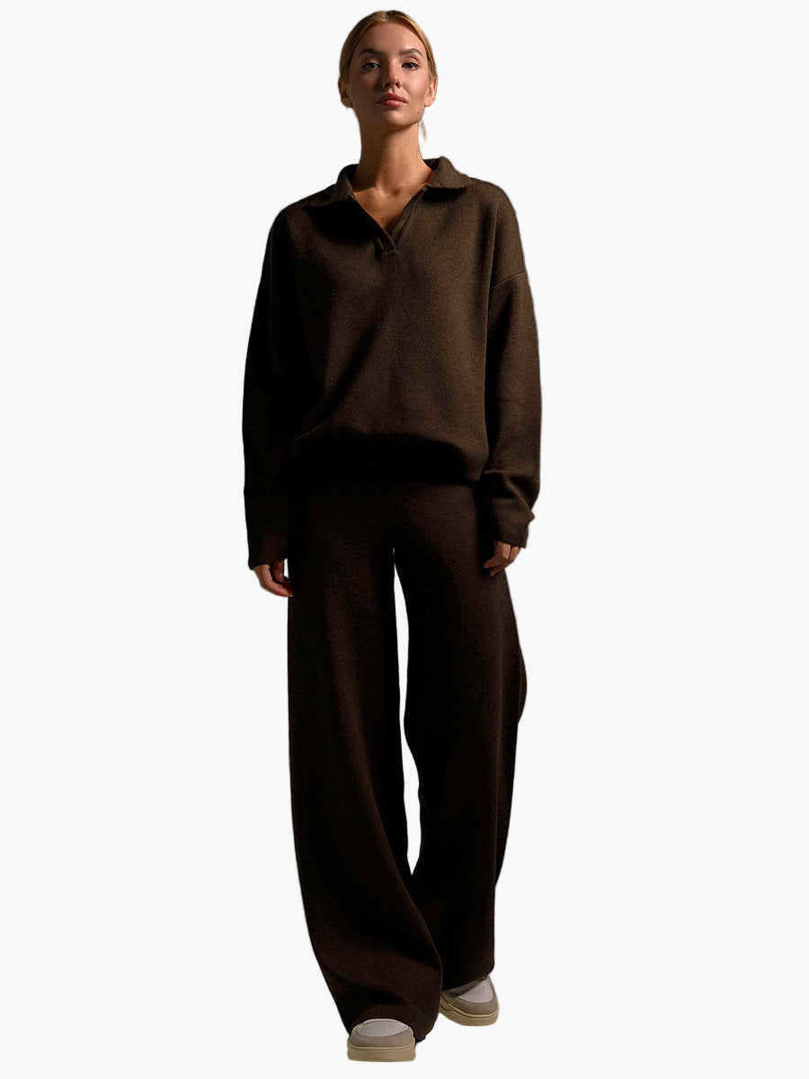 Mirla | Loungewear Set - Oversized Tröja med Krage och Vida Byxor - Perfekt för Hemma & Fritid-Eva Jonsson