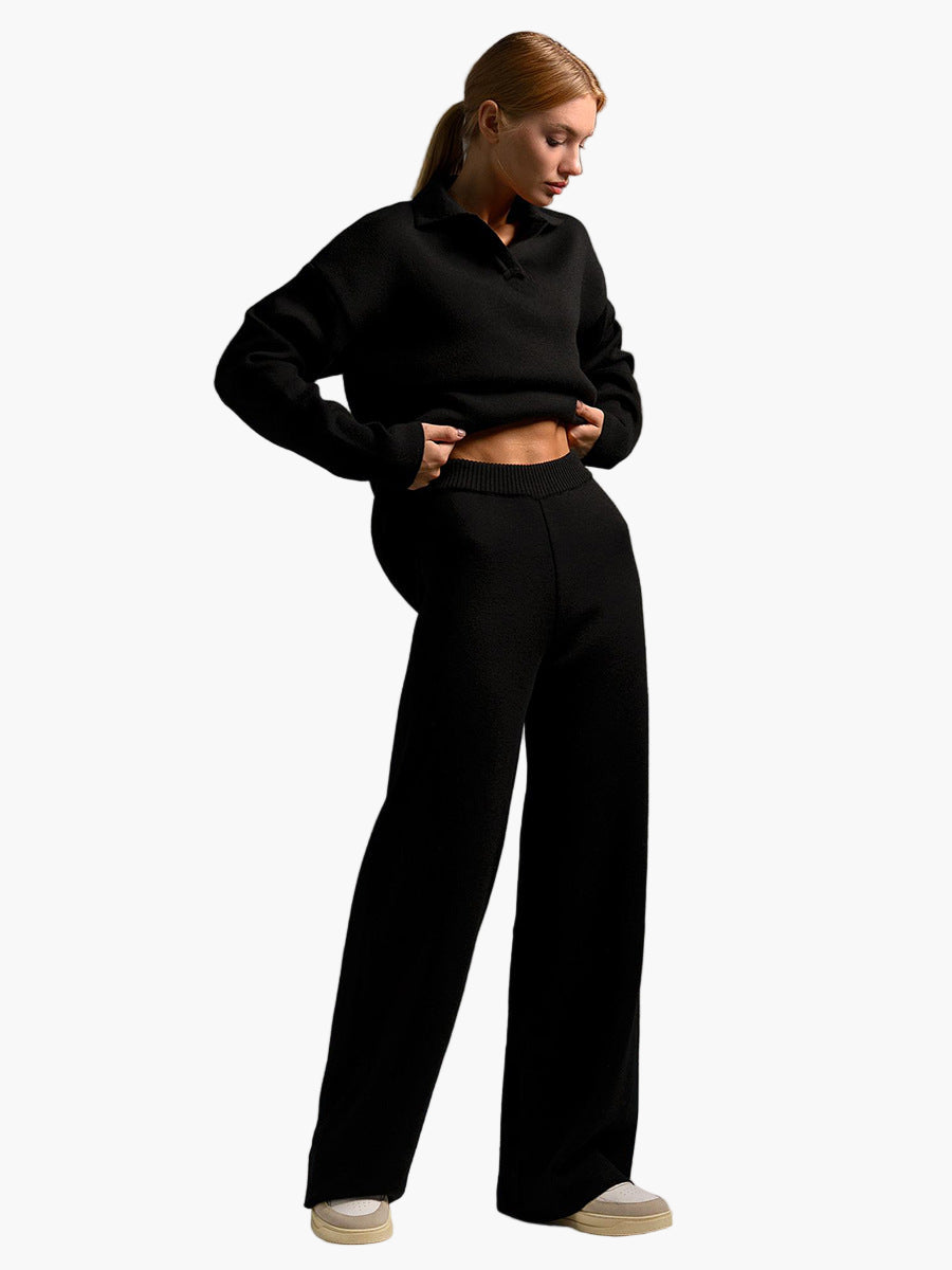 Mirla | Loungewear Set - Oversized Tröja med Krage och Vida Byxor - Perfekt för Hemma & Fritid-Eva Jonsson