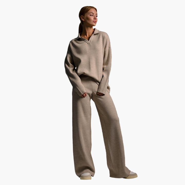 Mirla | Loungewear Set - Oversized Tröja med Krage och Vida Byxor - Perfekt för Hemma & Fritid-Eva Jonsson