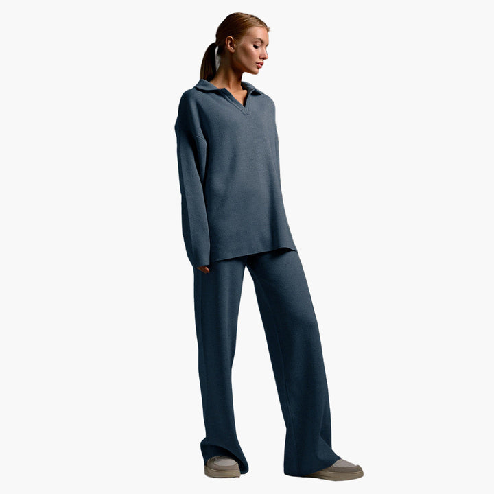 Mirla | Loungewear Set - Oversized Tröja med Krage och Vida Byxor - Perfekt för Hemma & Fritid-Eva Jonsson