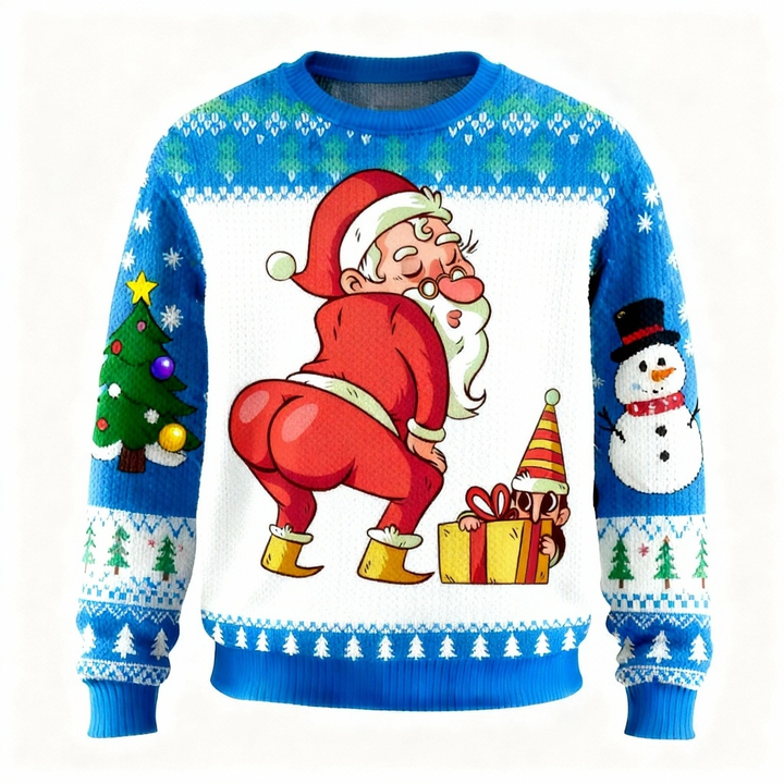 Mirla | Lustig Santa Print Sweater - Ful & Cozy Unisex Sweater-Eva Jonsson