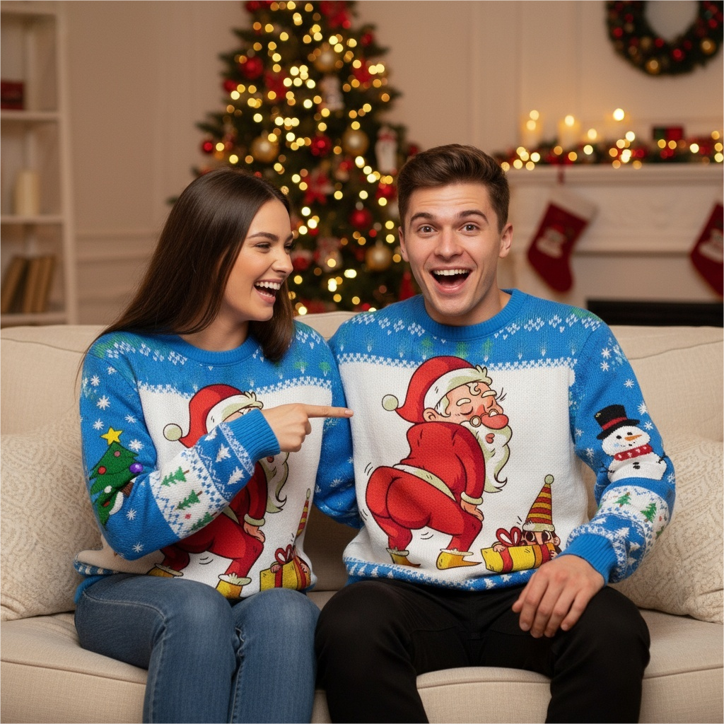 Mirla | Lustig Santa Print Sweater - Ful & Cozy Unisex Sweater-Eva Jonsson