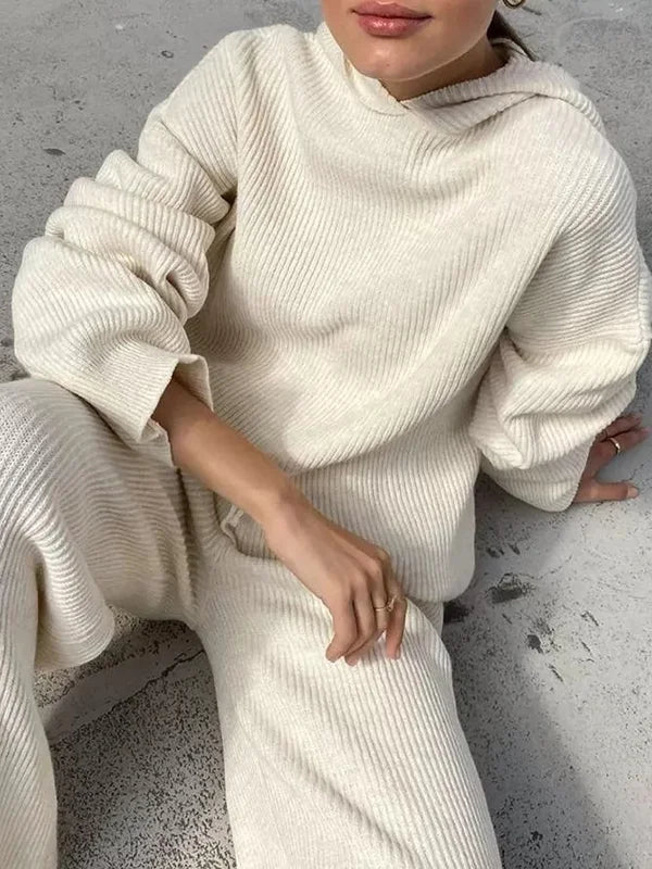 Mirla | Lyx Kvinna Hoodie Randigt Set-Eva Jonsson