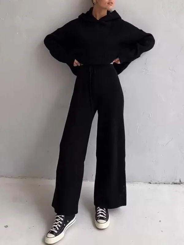 Mirla | Lyx Kvinna Hoodie Randigt Set-Eva Jonsson