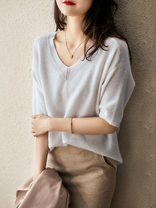 Mirla | Lyxig Mjuk Cashmere V-Hals Tröja för Damer-Eva Jonsson