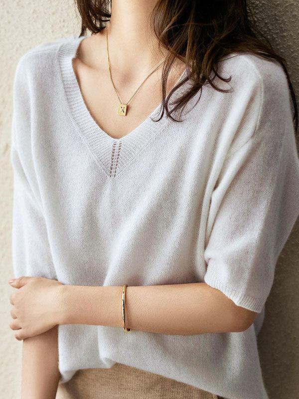 Mirla | Lyxig Mjuk Cashmere V-Hals Tröja för Damer-Eva Jonsson