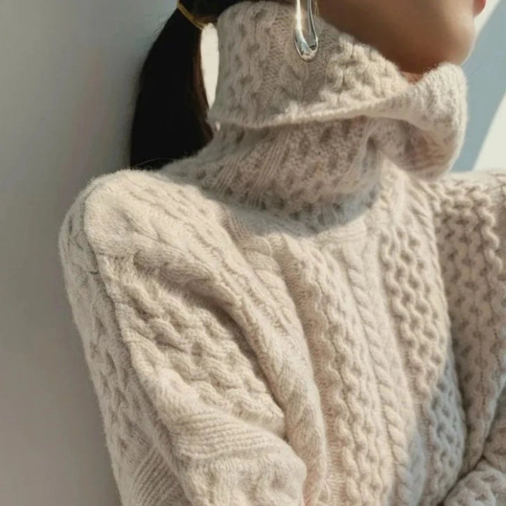 Mirla | Lyxig kashmir-rollkragepullover med rutmönster-Eva Jonsson