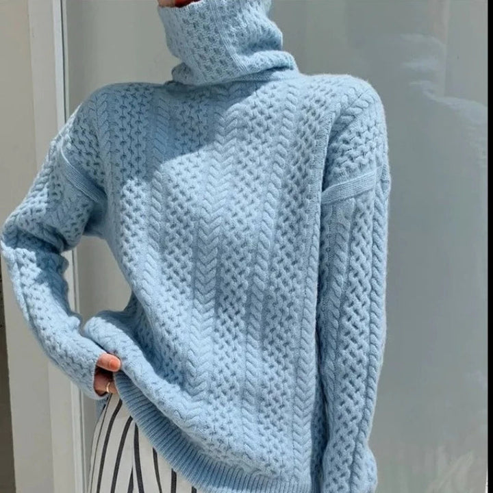 Mirla | Lyxig kashmir-rollkragepullover med rutmönster-Eva Jonsson