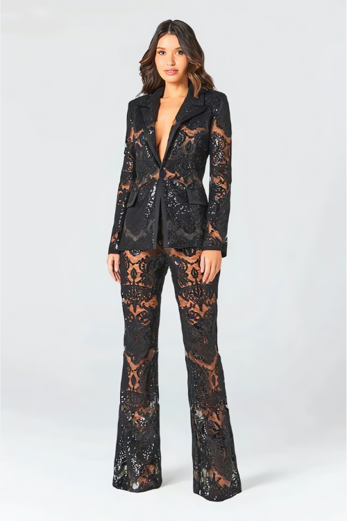 Mirla | Lyxig paljett blazer och byxor set-Eva Jonsson