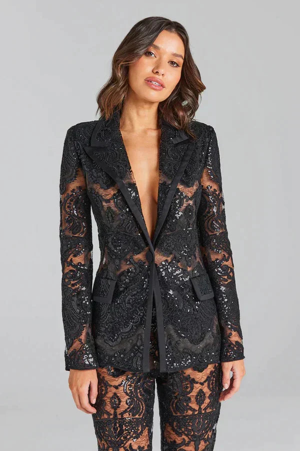 Mirla | Lyxig paljett blazer och byxor set-Eva Jonsson