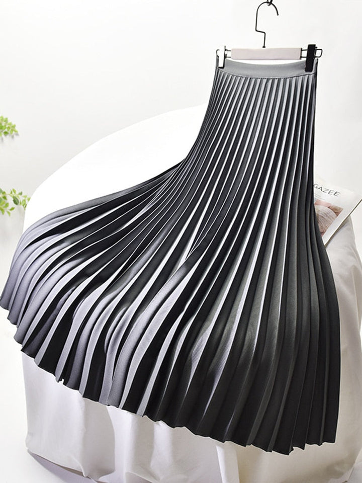 Mirla | Märkesdesigner Dam Elegant Snygg Solid Fållad Kjol Hög Midja Lyxmode-Eva Jonsson