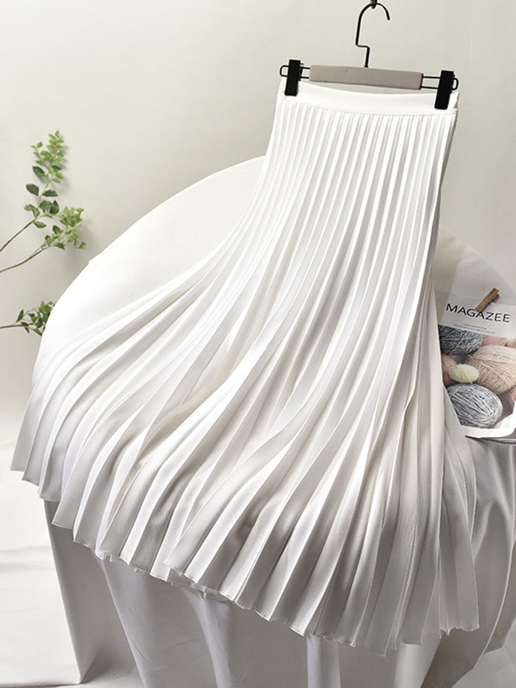 Mirla | Märkesdesigner Dam Elegant Snygg Solid Plisserad Kjol Hög Midja Lyxmode-Eva Jonsson