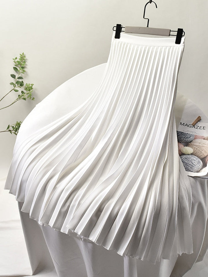 Mirla | Märkesdesigner Dam Elegant Snygg Solid Plisserad Kjol Hög Midja Lyxmode-Eva Jonsson