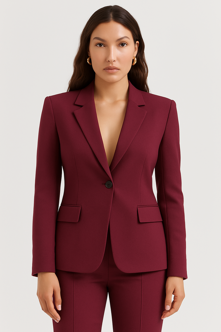 Mirla | Måttsydd Blazer – Enknäppt – Slim Fit – Vinröd-Eva Jonsson
