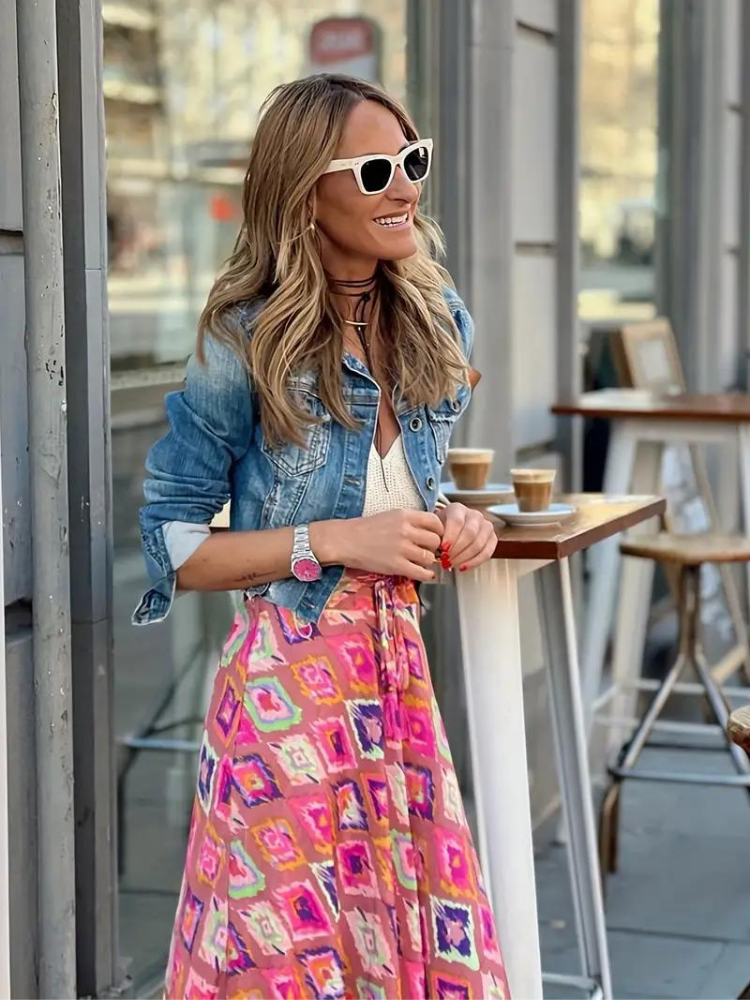 Mirla | Maxikjol Färgglad Boho-Rysslingskjol-Eva Jonsson