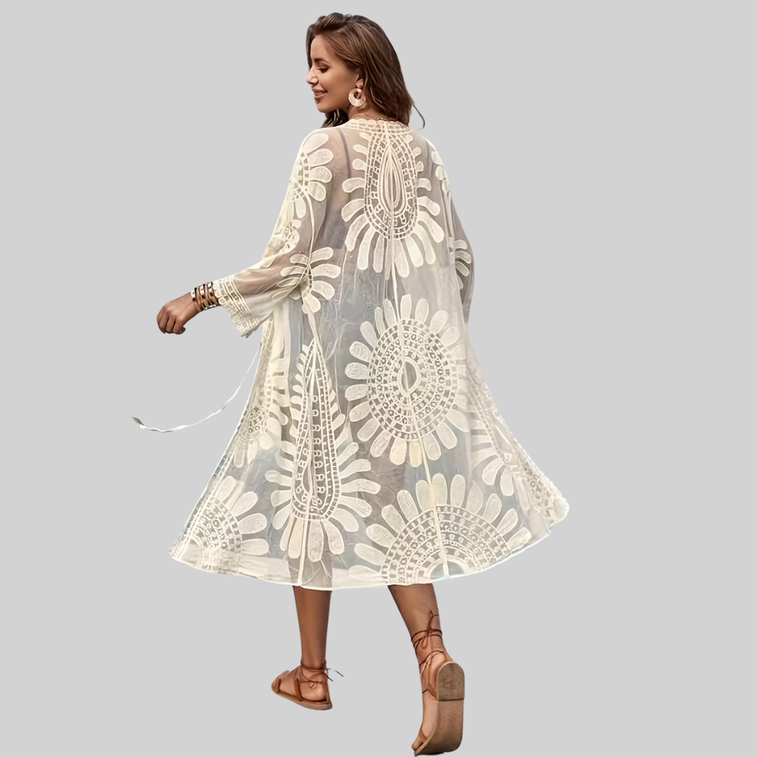 Mirla | Mesh Överdrag – Boho – V-Uringning Broderad-Eva Jonsson