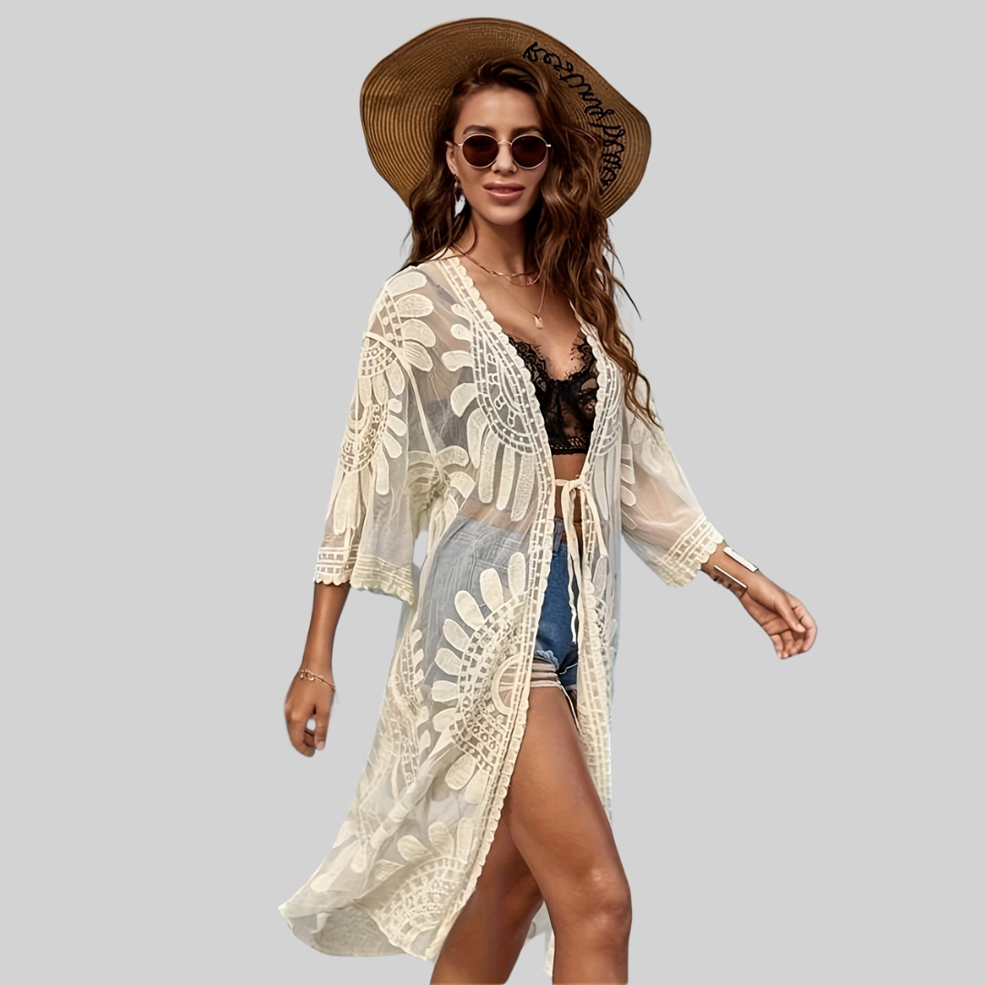 Mirla | Mesh Överdrag – Boho – V-Uringning Broderad-Eva Jonsson