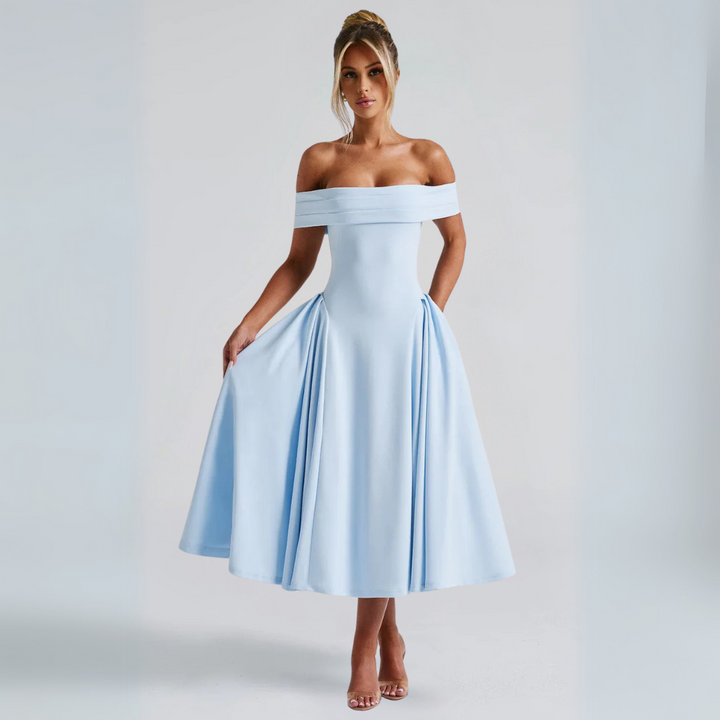 Mirla | Midi-klänning Elegant Blå-Eva Jonsson
