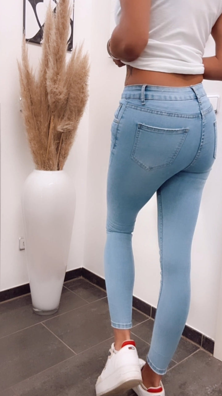 Mirla | Midje Jeans "K679", Skinny Skuren / Ljus Tvätt Art 5670-Eva Jonsson