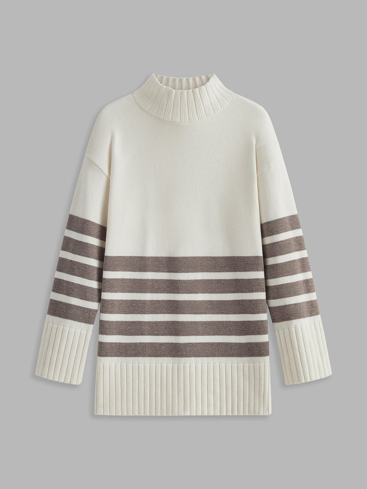 Mirla | Miss Paris Mock Neck Randig Tröja-Eva Jonsson