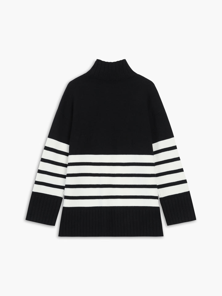 Mirla | Miss Paris Mock Neck Randig Tröja-Eva Jonsson