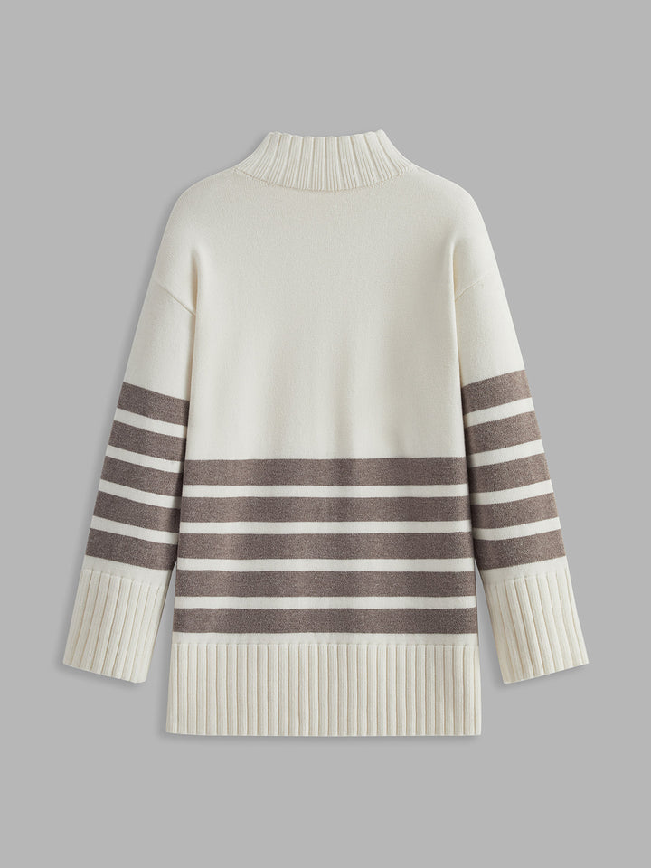 Mirla | Miss Paris Mock Neck Randig Tröja-Eva Jonsson