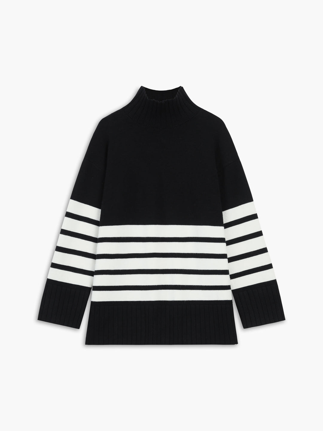 Mirla | Miss Paris Mock Neck Randig Tröja-Eva Jonsson