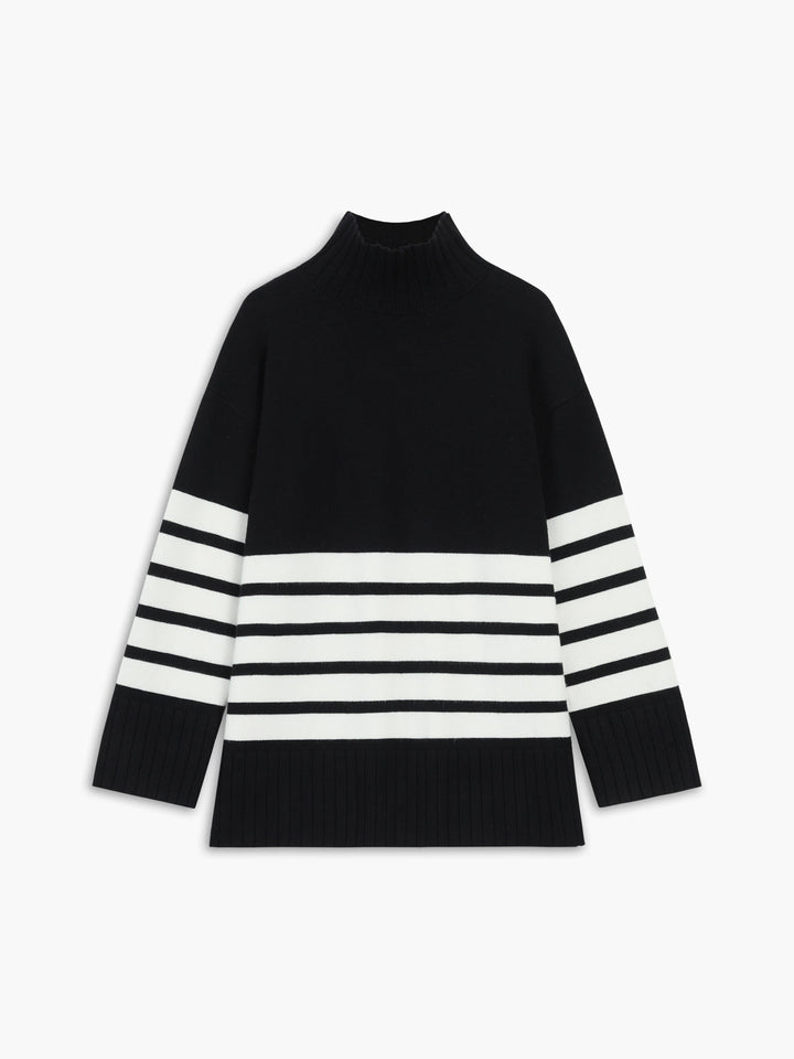 Mirla | Miss Paris Mock Neck Randig Tröja-Eva Jonsson