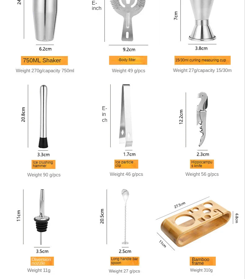 Mirla | MixArt Metallisk Barset | Elegant Cocktail- och Bartender-set | Perfekta drycker gjort enkelt-Eva Jonsson