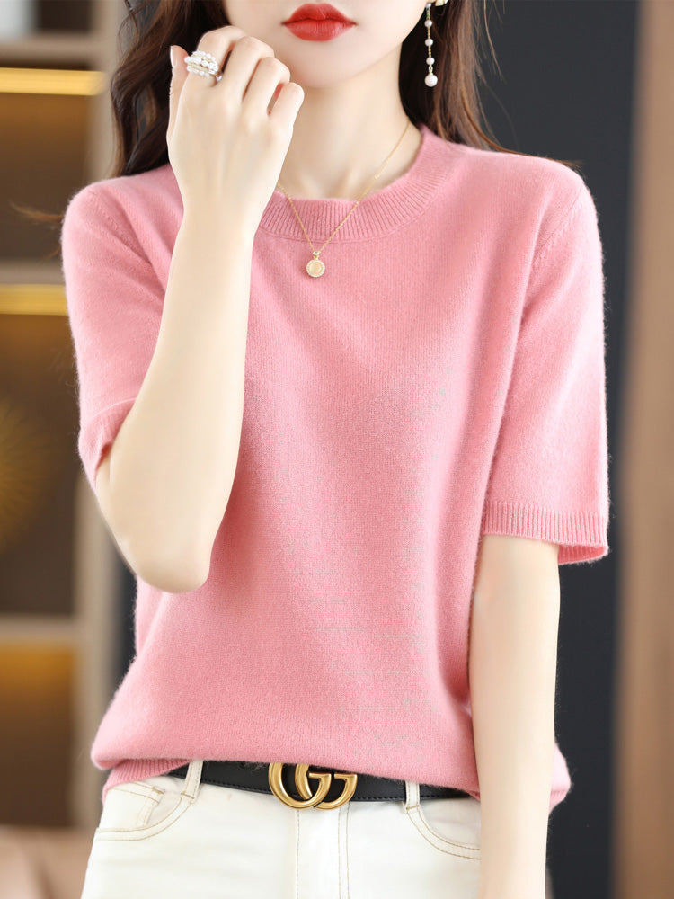 Mirla | Mjuk Cashmere T-shirt Med Rund Hals-Eva Jonsson