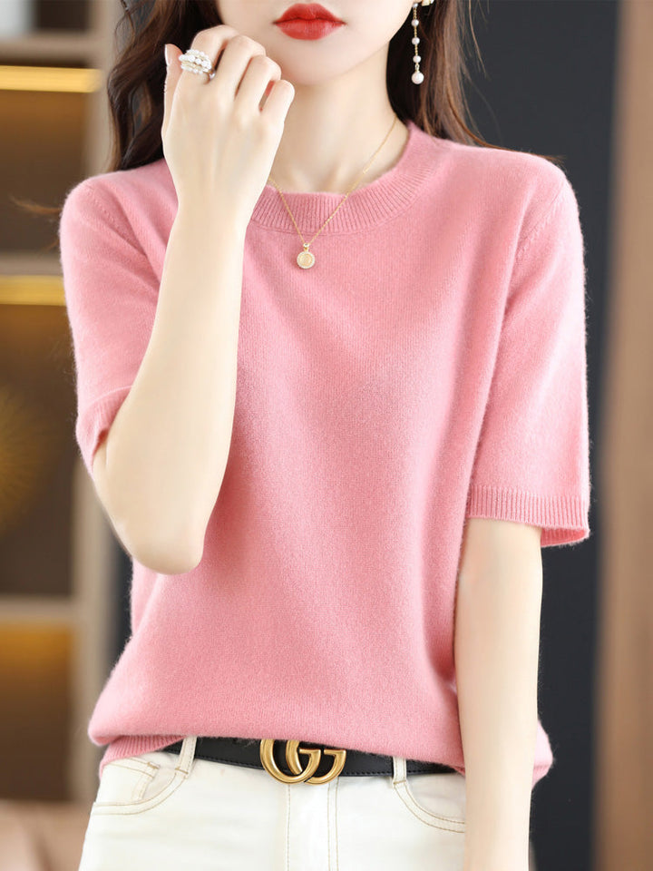 Mirla | Mjuk Cashmere T-shirt Med Rund Hals-Eva Jonsson
