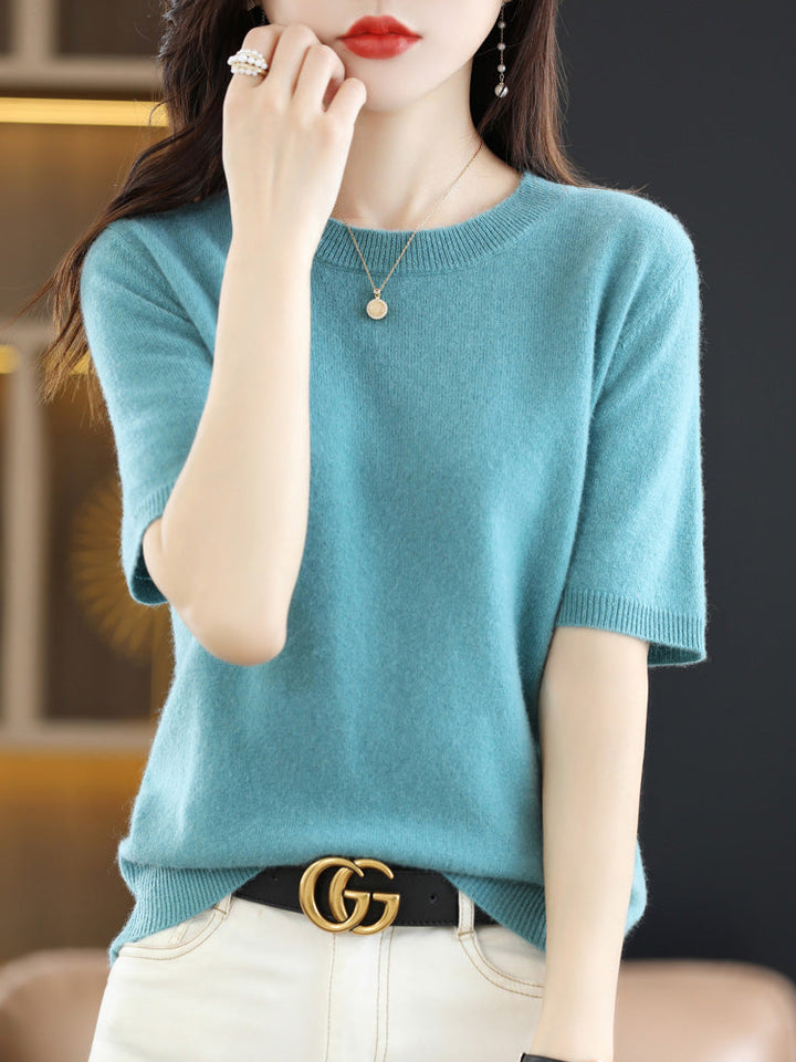 Mirla | Mjuk Cashmere T-shirt Med Rund Hals-Eva Jonsson