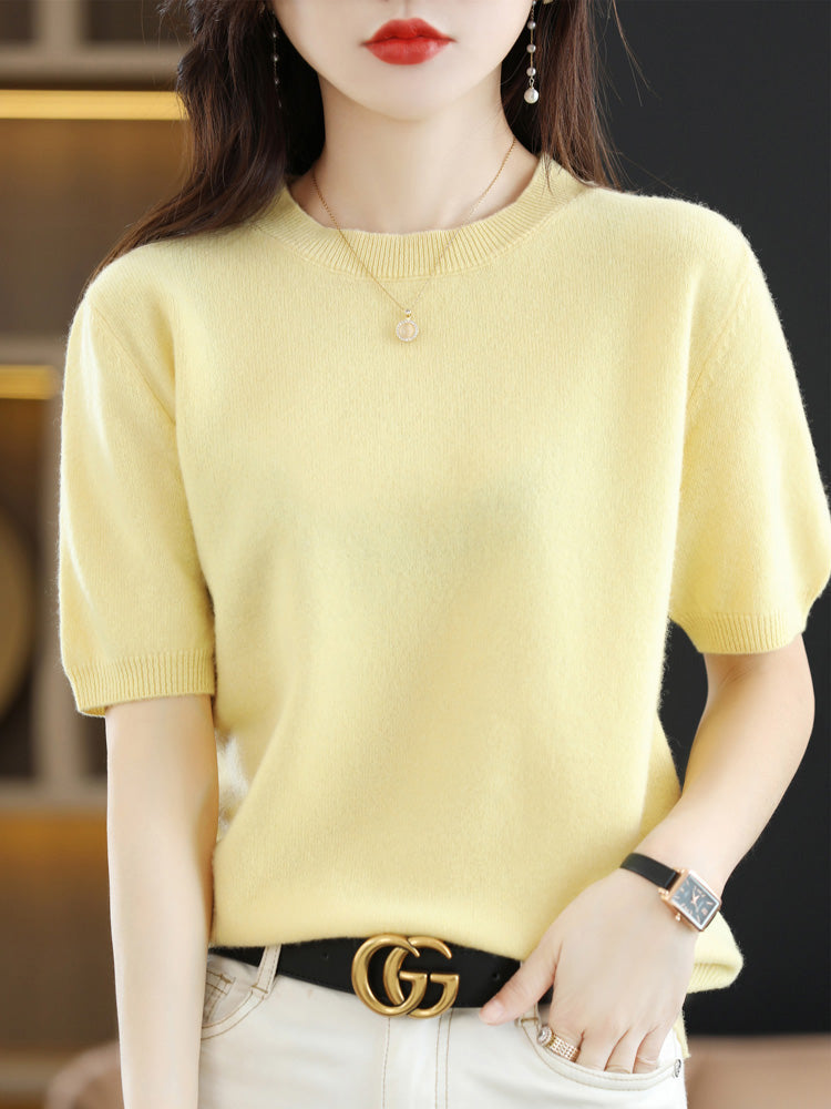 Mirla | Mjuk Cashmere T-shirt Med Rund Hals-Eva Jonsson