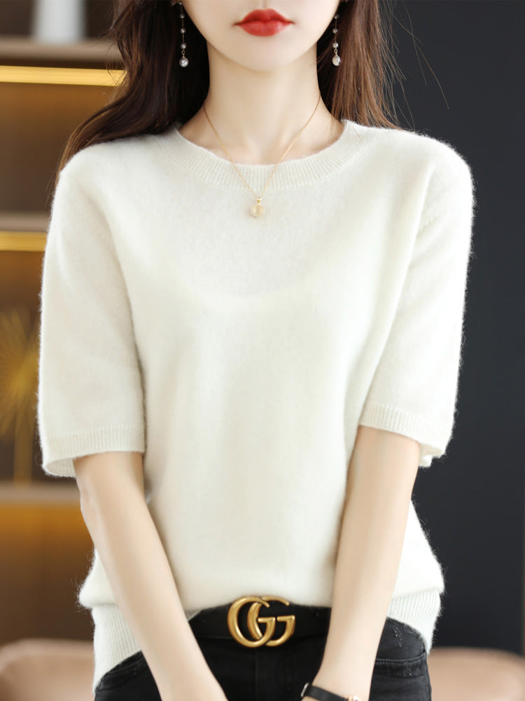 Mirla | Mjuk Cashmere T-shirt Med Rund Hals-Eva Jonsson