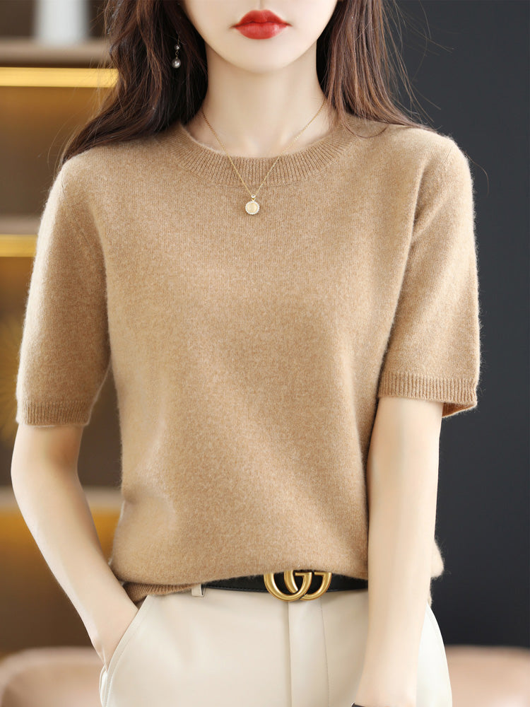 Mirla | Mjuk Cashmere T-shirt Med Rund Hals-Eva Jonsson