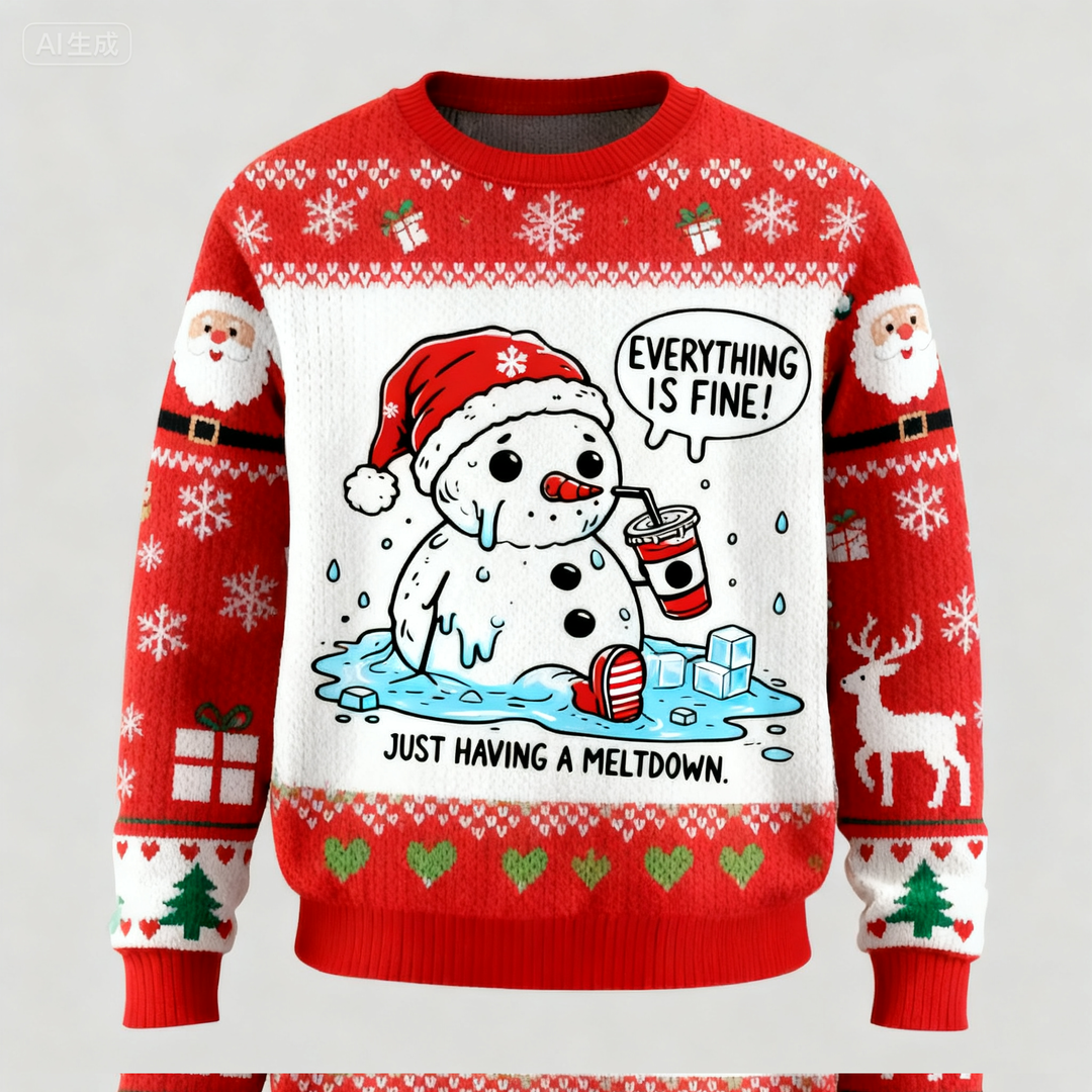 Mirla | Mjuk Fleece Snögubbe Mönster Ful Tröja - Unisex Julfest-Essential-Eva Jonsson