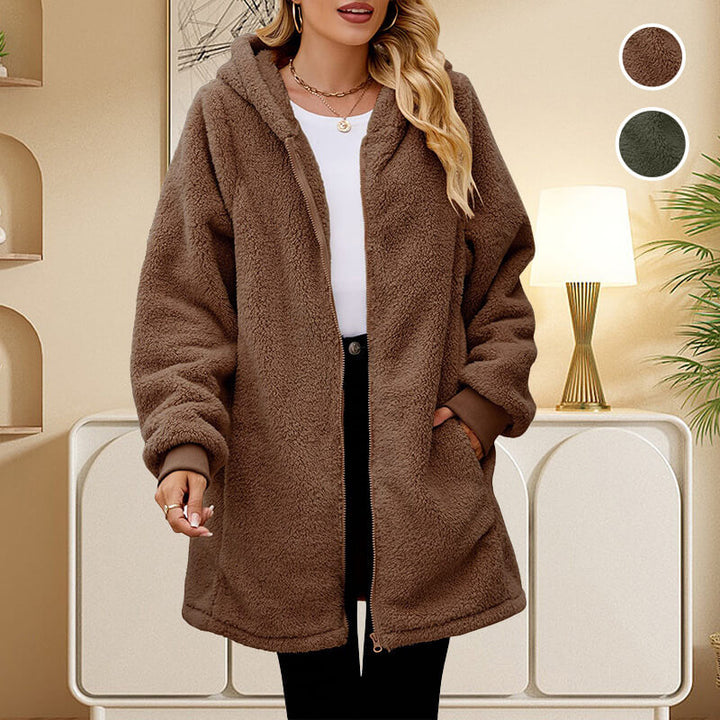 Mirla | Mjuk fleece vinterjacka dam med huva-Eva Jonsson
