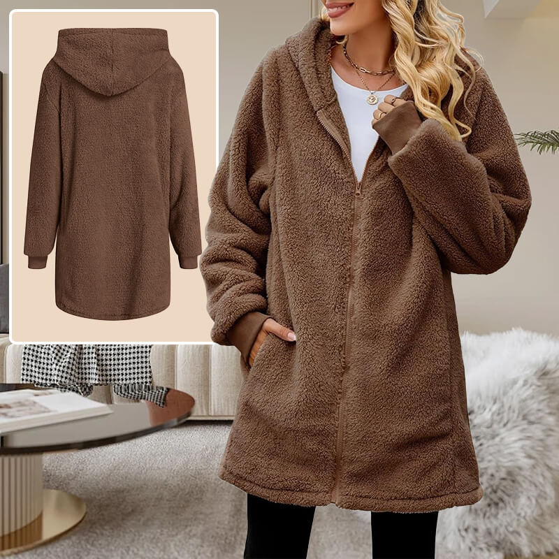 Mirla | Mjuk fleece vinterjacka dam med huva-Eva Jonsson