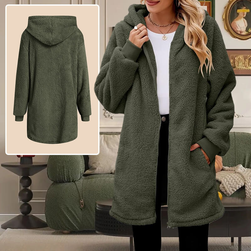 Mirla | Mjuk fleece vinterjacka dam med huva-Eva Jonsson