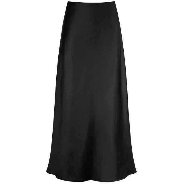 Mirla | Mode Lång Glänsande Satin Kjol-Eva Jonsson